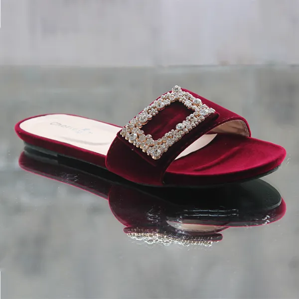 Maroon Fancy Slippers for women