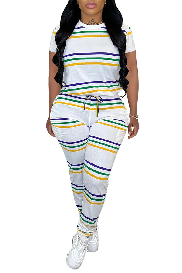 MB FASHION Vibrant Striped Two-Piece Jogger Set 2964LY