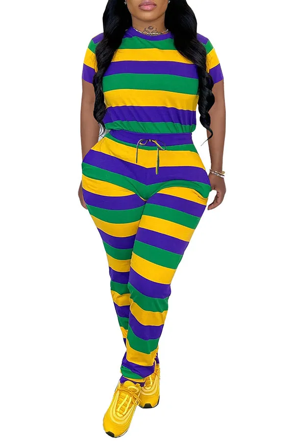 MB FASHION Vibrant Striped Two-Piece Jogger Set 2964LY