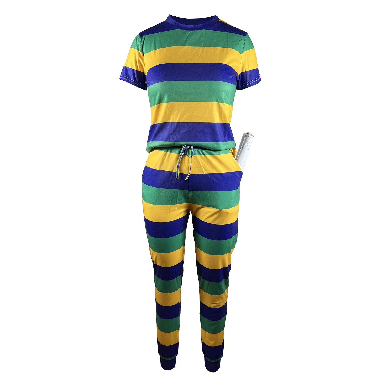 MB FASHION Vibrant Striped Two-Piece Jogger Set 2964LY