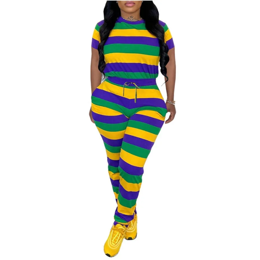 MB FASHION Vibrant Striped Two-Piece Jogger Set 2964LY