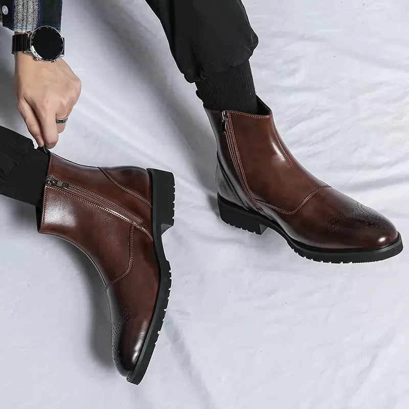 Men's Stylish Vegan Leather Oxford Boots with Zipper  | Eco-Friendly Materials