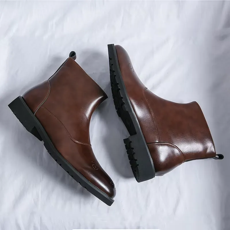 Men's Stylish Vegan Leather Oxford Boots with Zipper  | Eco-Friendly Materials