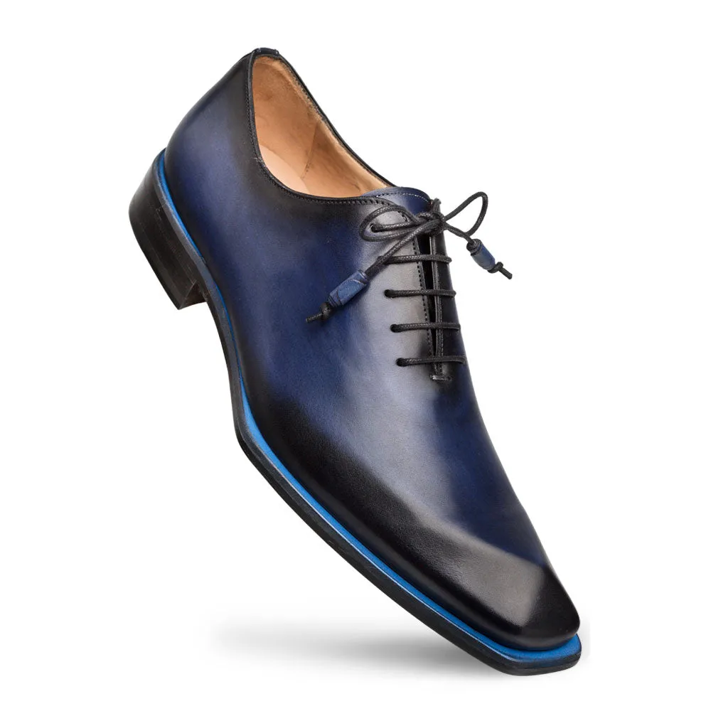 Mezlan Asymmetrical Lace-Up Oxford Blue