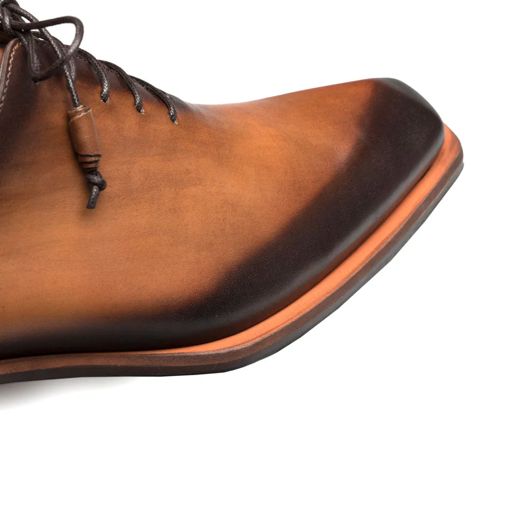 Mezlan Asymmetrical Lace-Up Oxford Cognac