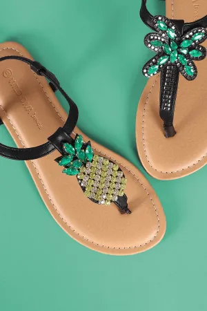 Mismatched Rhinestone-Embellished Thong Flat Sandal