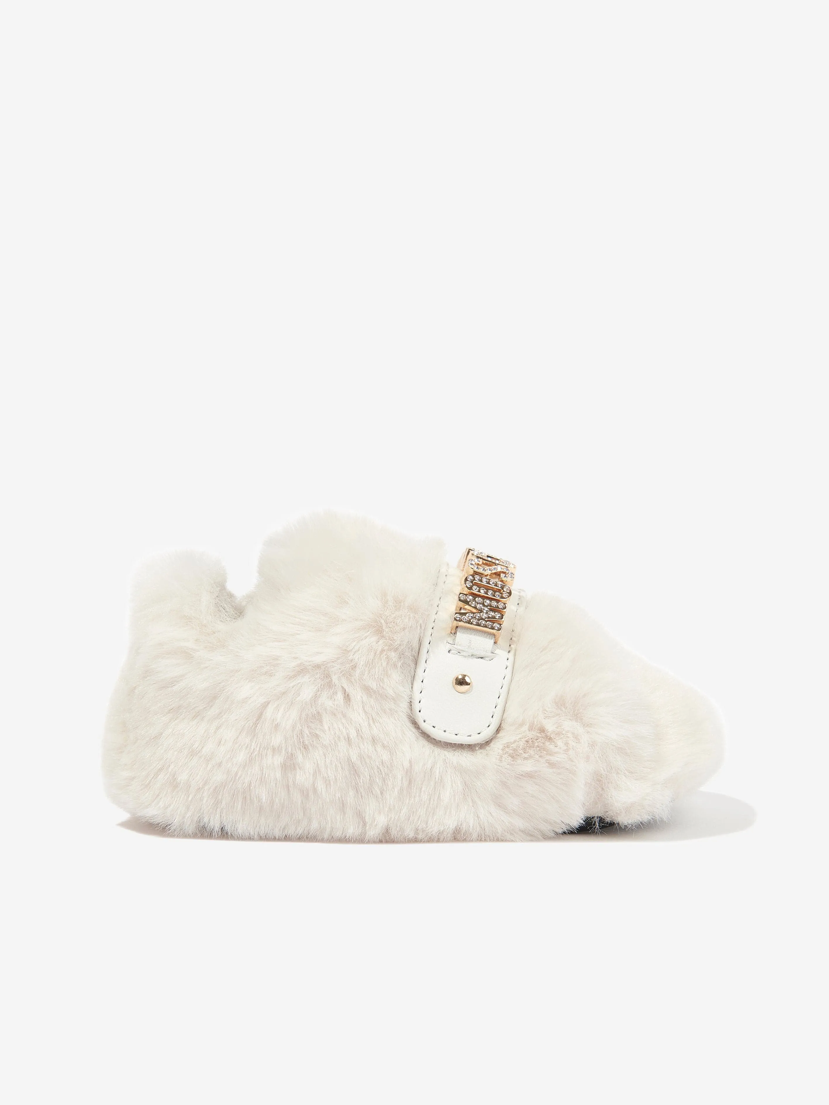 Moschino Baby Girls Furry Slippers in Ivory