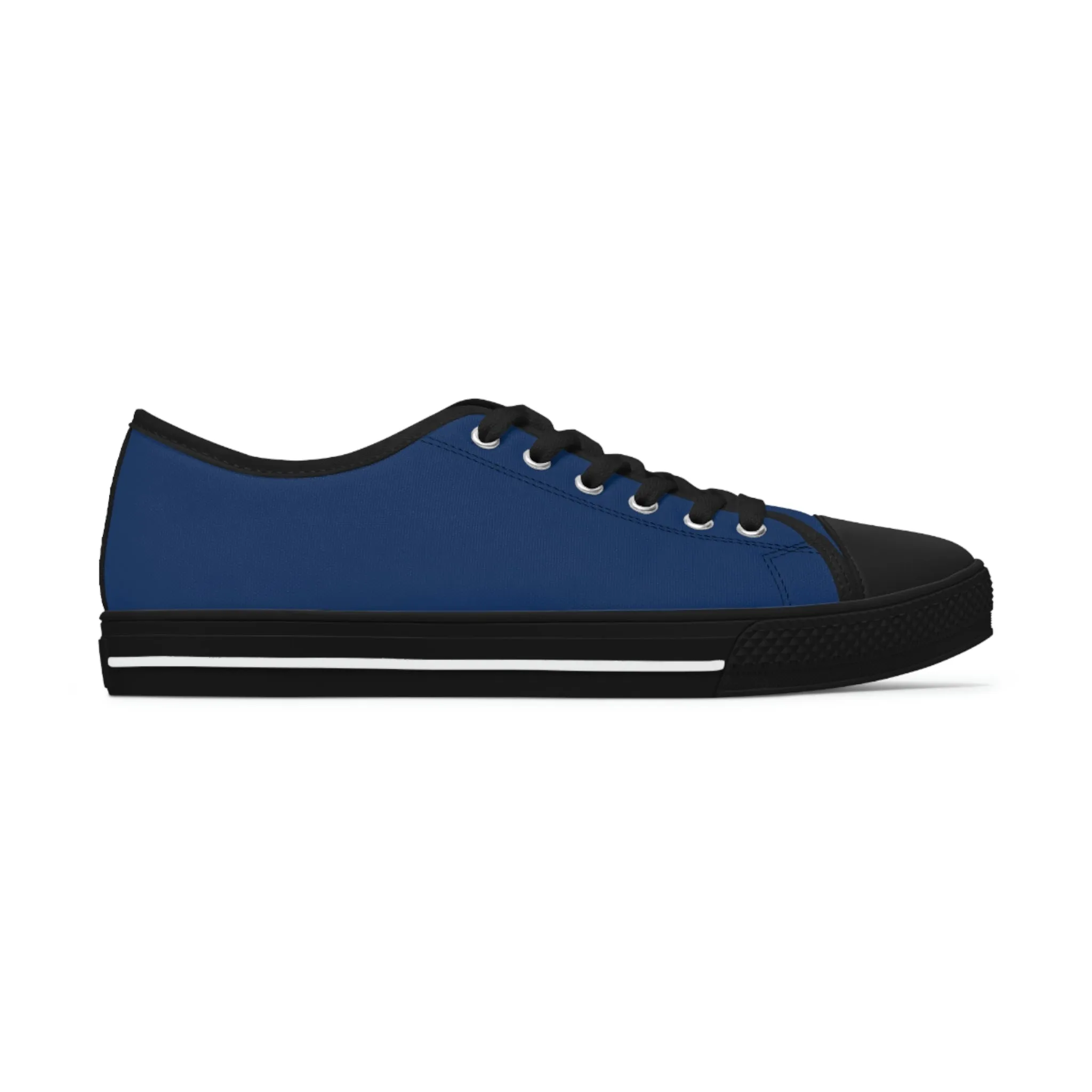 Navy Blue Color Ladies' Sneakers, Best Solid Blue Color Designer Women's Low Top Sneakers  (US Size: 5.5-12)