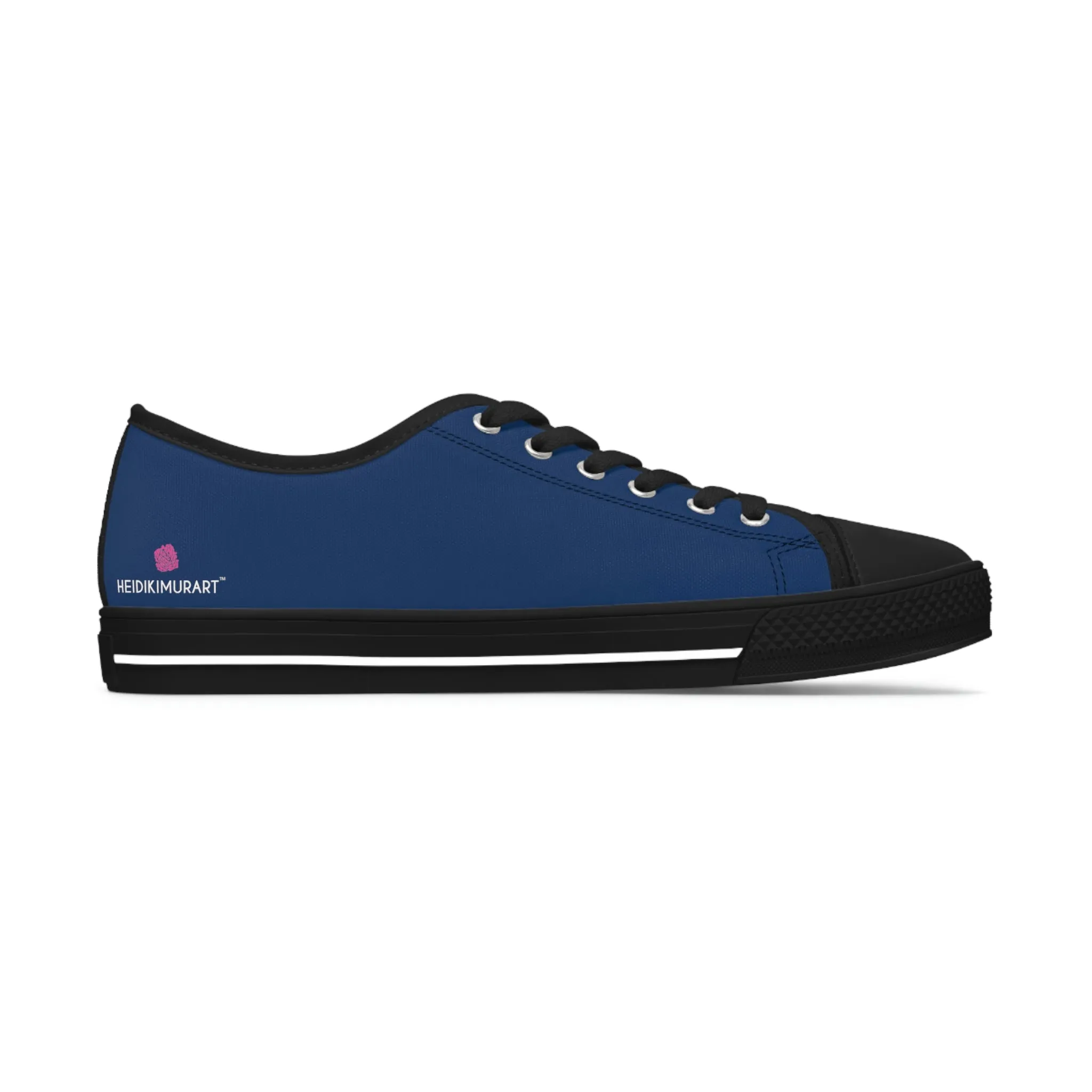 Navy Blue Color Ladies' Sneakers, Best Solid Blue Color Designer Women's Low Top Sneakers  (US Size: 5.5-12)