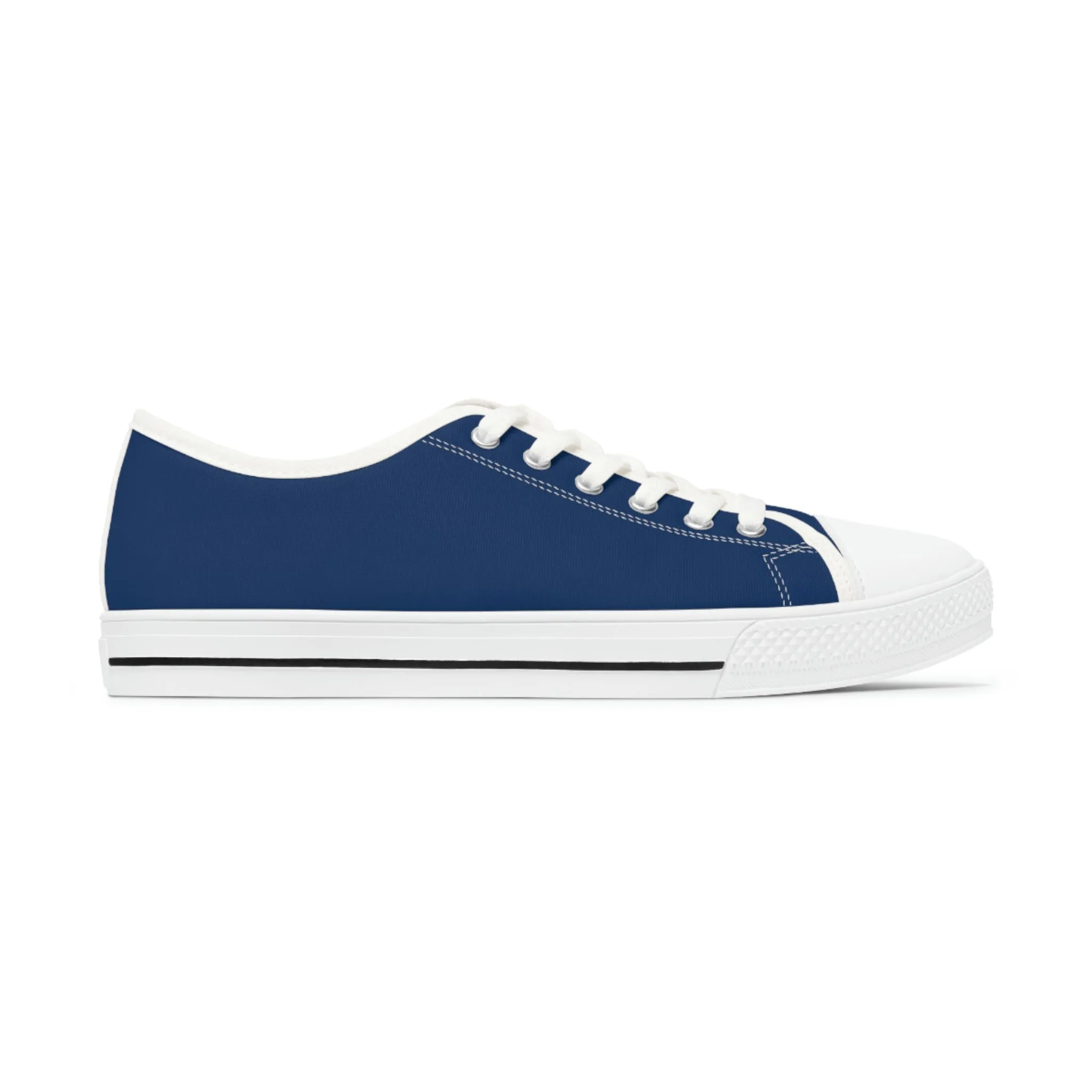 Navy Blue Color Ladies' Sneakers, Best Solid Blue Color Designer Women's Low Top Sneakers  (US Size: 5.5-12)