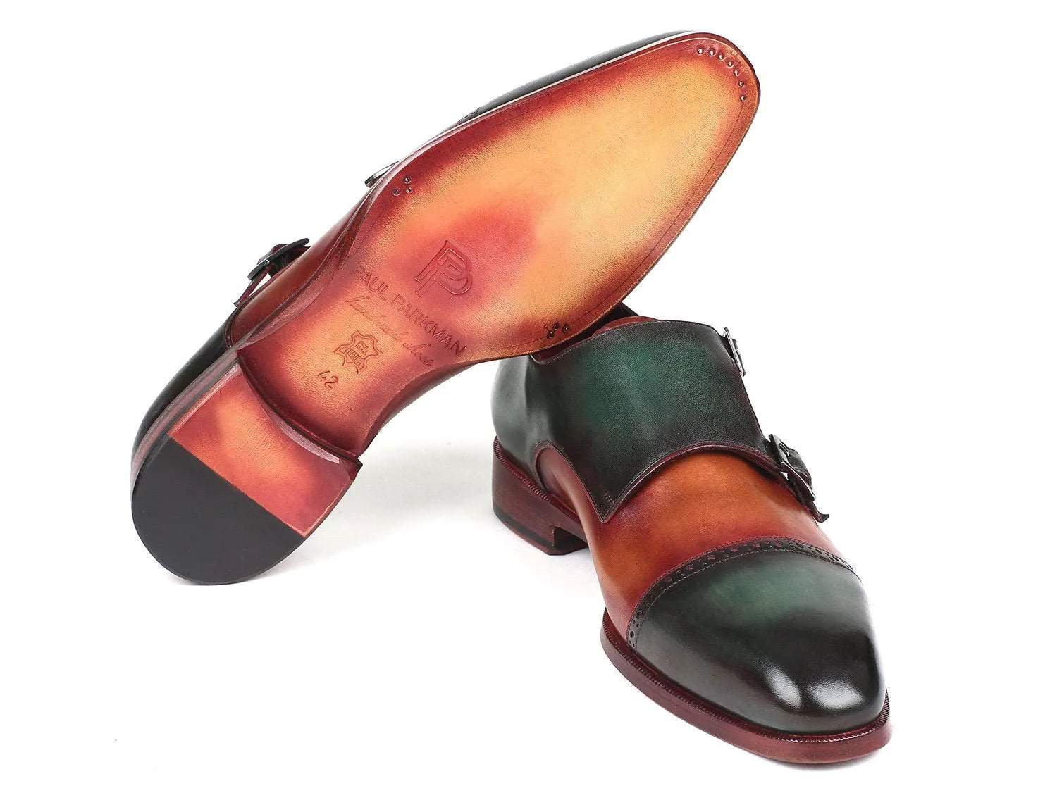 Paul Parkman Green & Camel Double Monkstraps