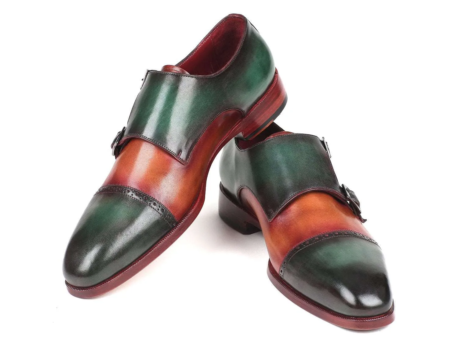 Paul Parkman Green & Camel Double Monkstraps