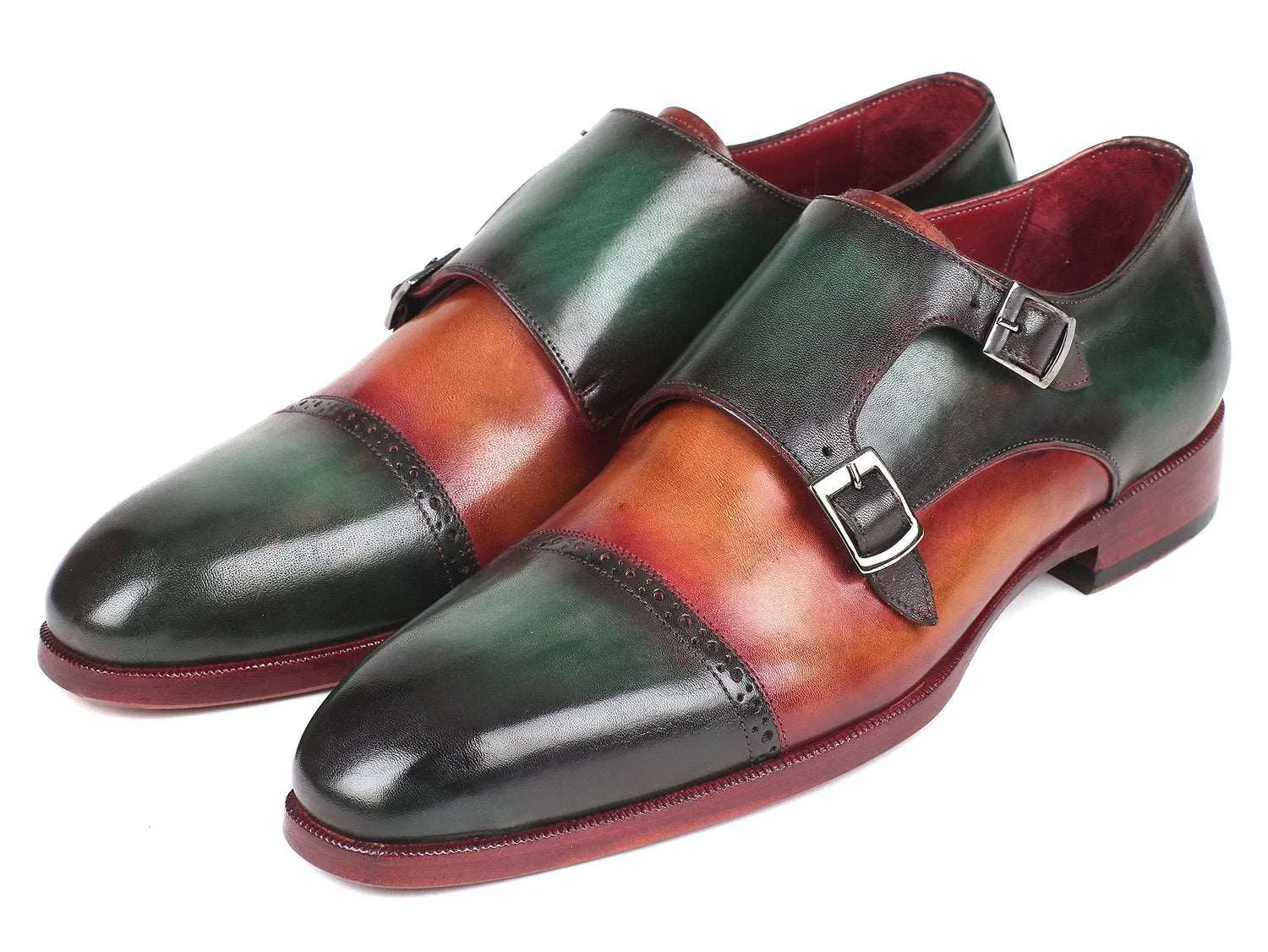 Paul Parkman Green & Camel Double Monkstraps