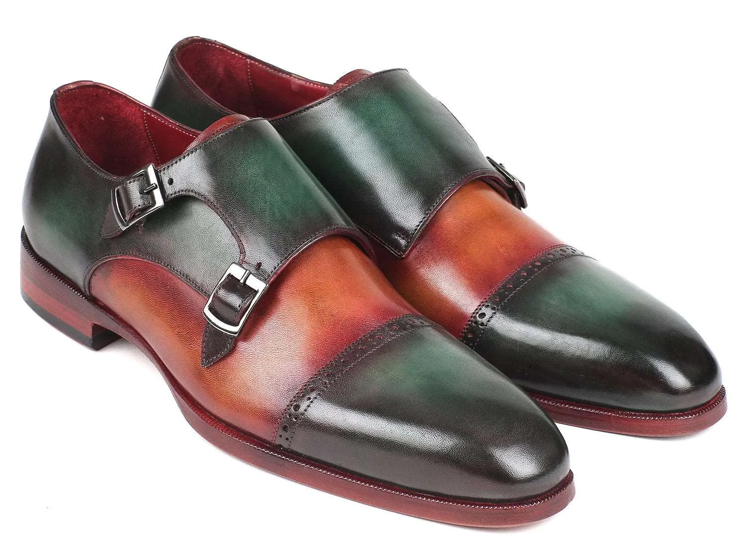 Paul Parkman Green & Camel Double Monkstraps