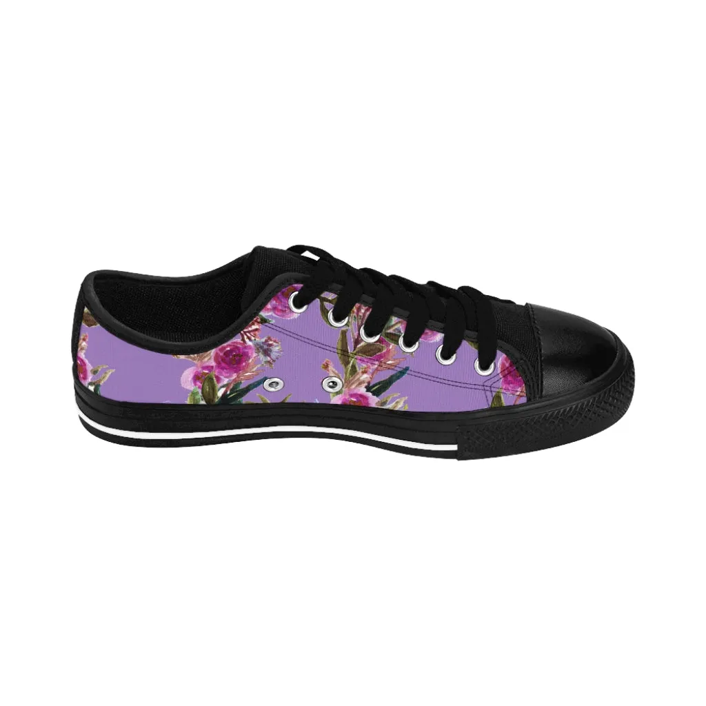 Purple Flower Rose Women's Sneakers, Floral Rose Print Best Tennis Casual Shoes For Women (US Size: 6-12)