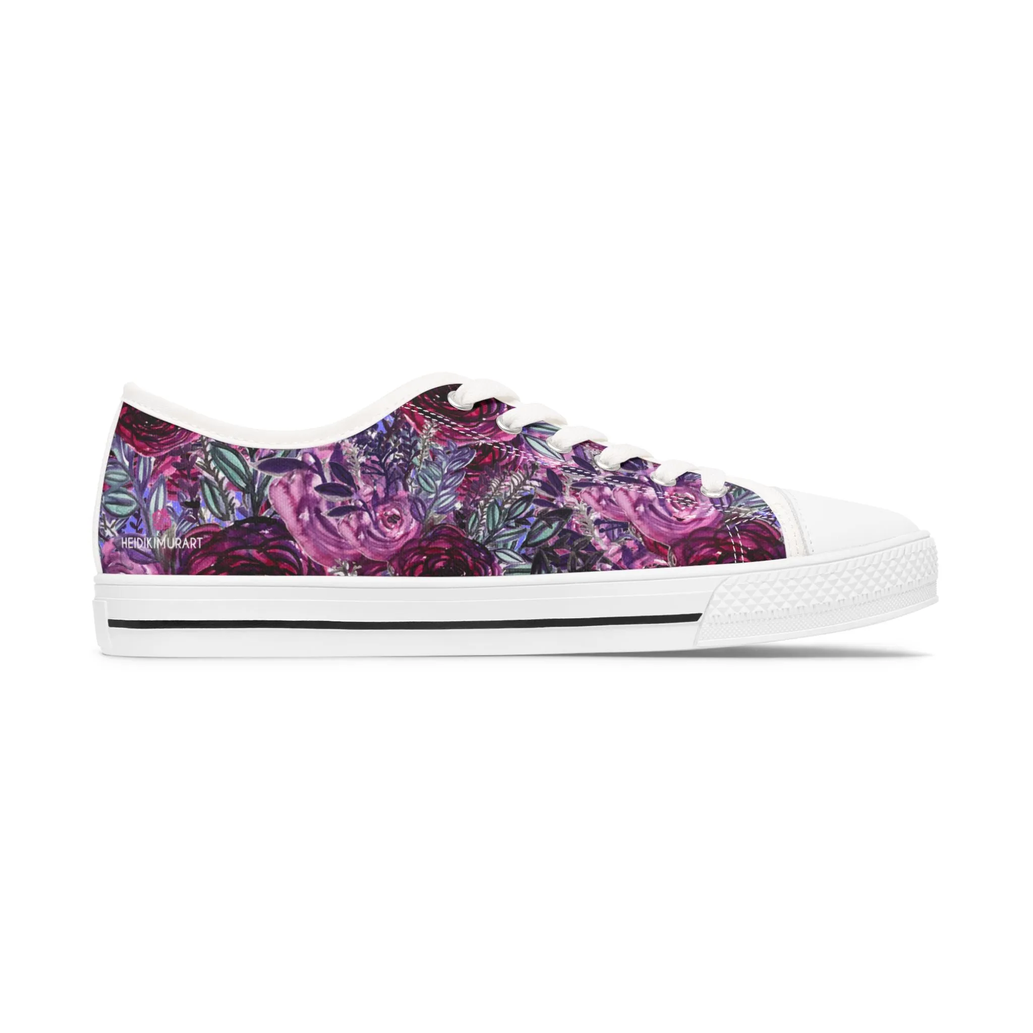 Purple Rose Floral Women's Sneakers, Floral Print Best Women's Low Top Canvas Sneakers (US Size: 5.5-12)