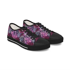 Purple Rose Floral Women's Sneakers, Floral Print Best Women's Low Top Canvas Sneakers (US Size: 5.5-12)