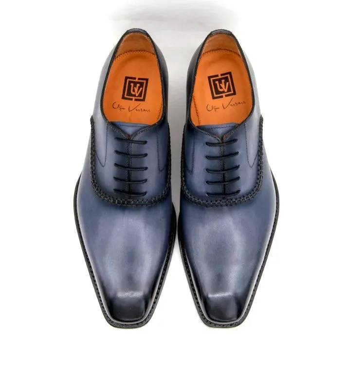 "Daniel" Burnished Calfskin Lace-Up Oxford Grey