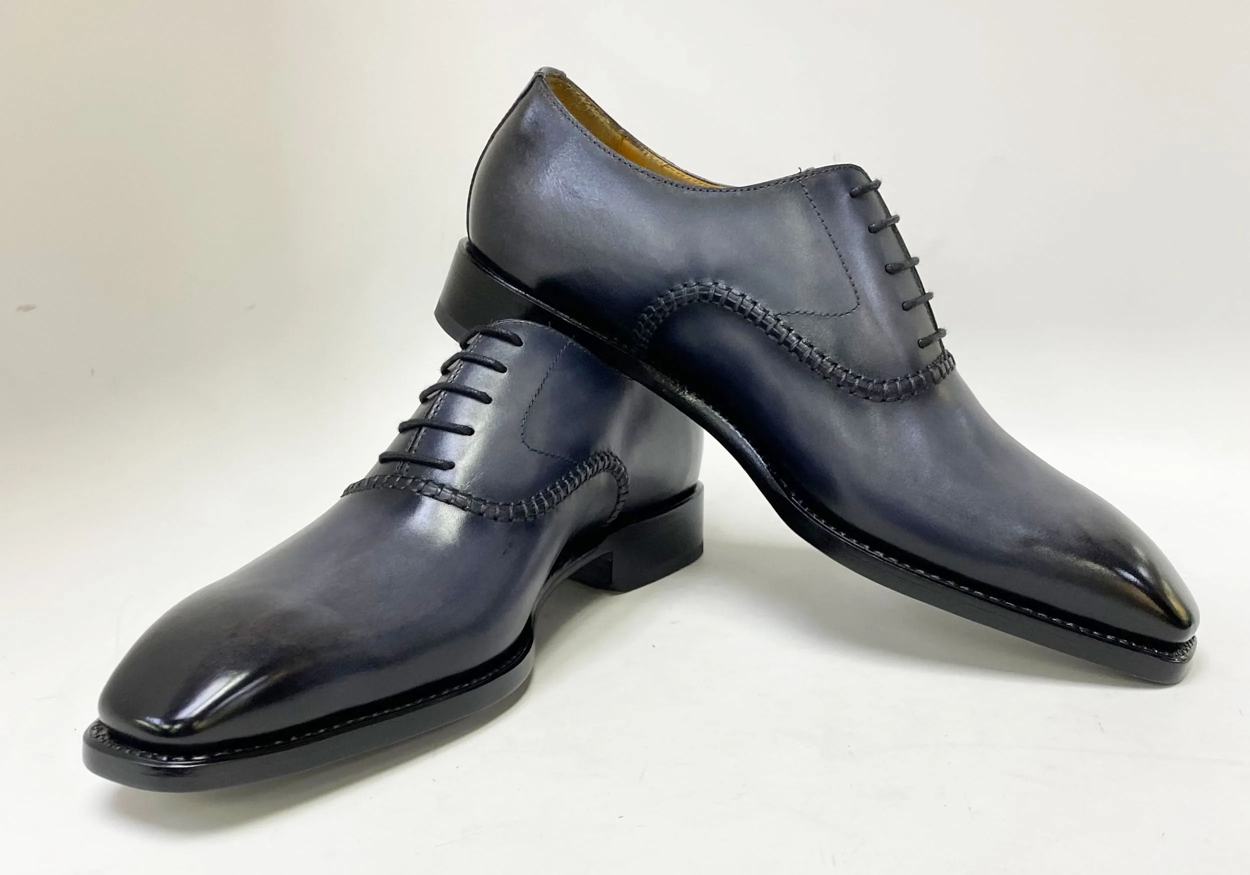 "Daniel" Burnished Calfskin Lace-Up Oxford Grey