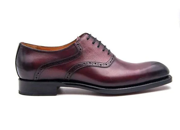 "Hudson" Burnished Calfskin Lace-Up Oxford Burgundy