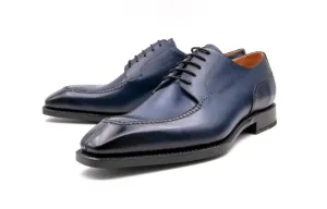 "Norman" Burnished Calfskin Lace-Up Split-Toe Oxford Navy