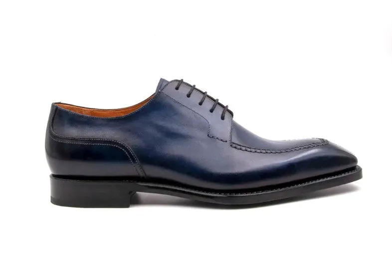 "Norman" Burnished Calfskin Lace-Up Split-Toe Oxford Navy