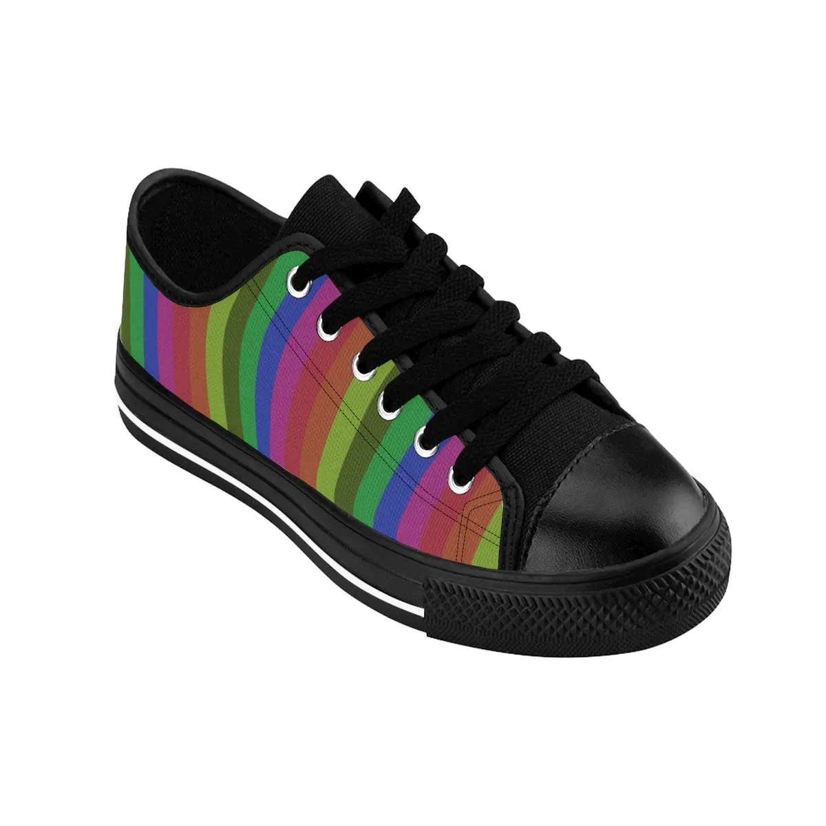 Rainbow Stripe Men's Sneakers, Low Top Sneakers Running Shoes For Men (US Size: 6-14)