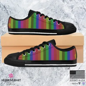 Rainbow Stripe Men's Sneakers, Low Top Sneakers Running Shoes For Men (US Size: 6-14)