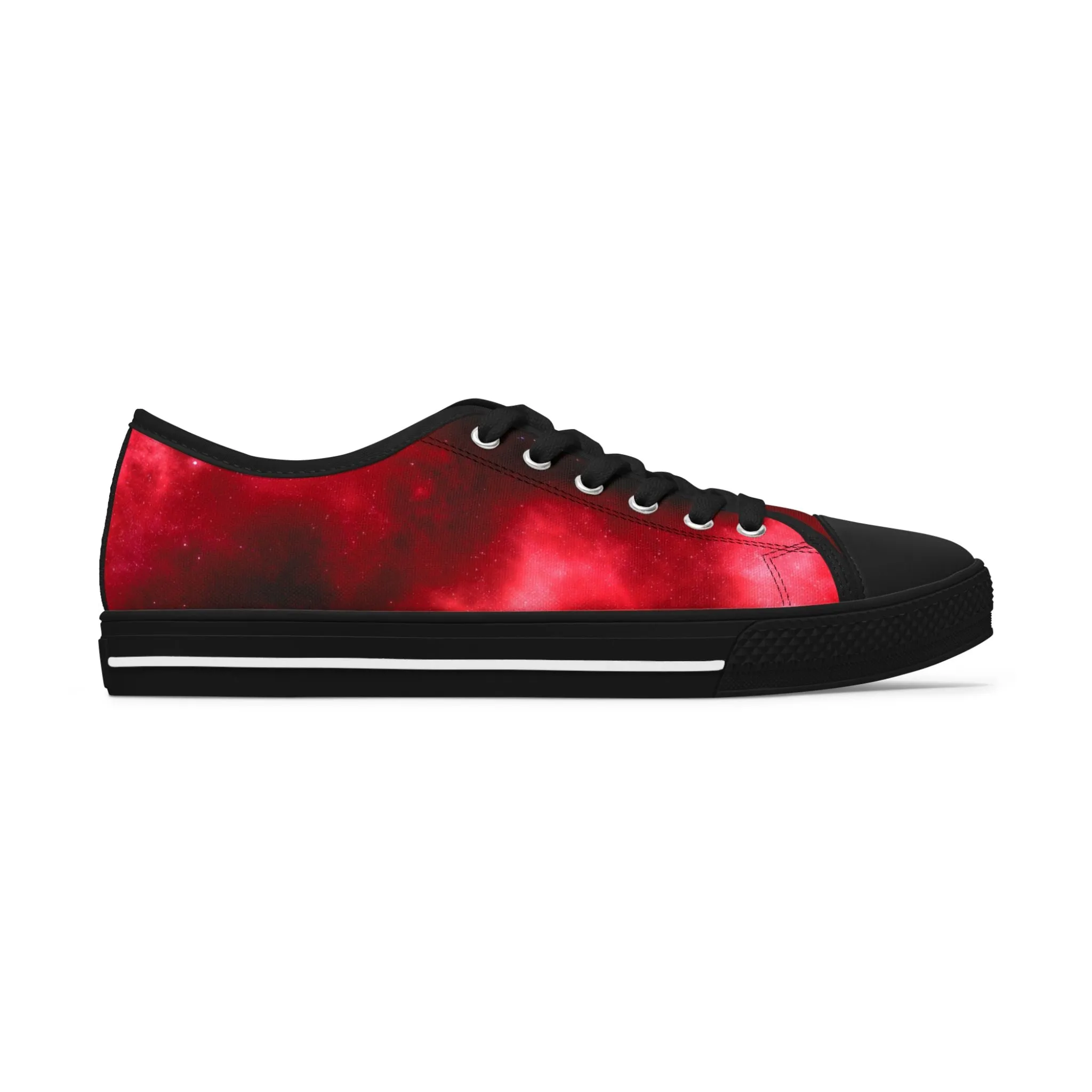 Red Galaxy Space Women's Sneakers, Galaxy Print Best Women's Low Top Canvas Sneakers (US Size: 5.5-12)