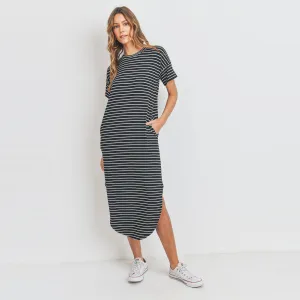 Sporty Striped Knit Dress