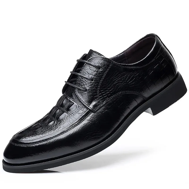 Stylish Genuine Leather Men's Shoes with Alligator & Crocodile Skin - Low MOQ