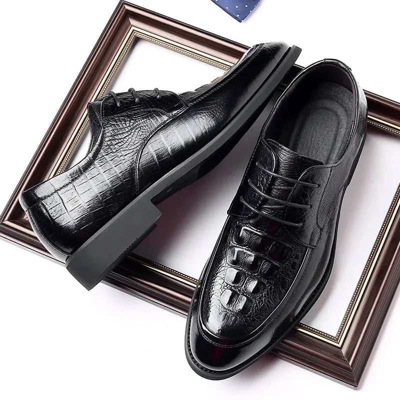 Stylish Genuine Leather Men's Shoes with Alligator & Crocodile Skin - Low MOQ