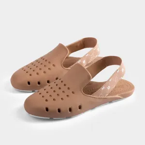 TAN INSPIRED MULE SLINGERS <br><span style="font-size: 8px; font-weight: normal;"> Girls Sandals | Slingback Flats | Foam Water Shoes