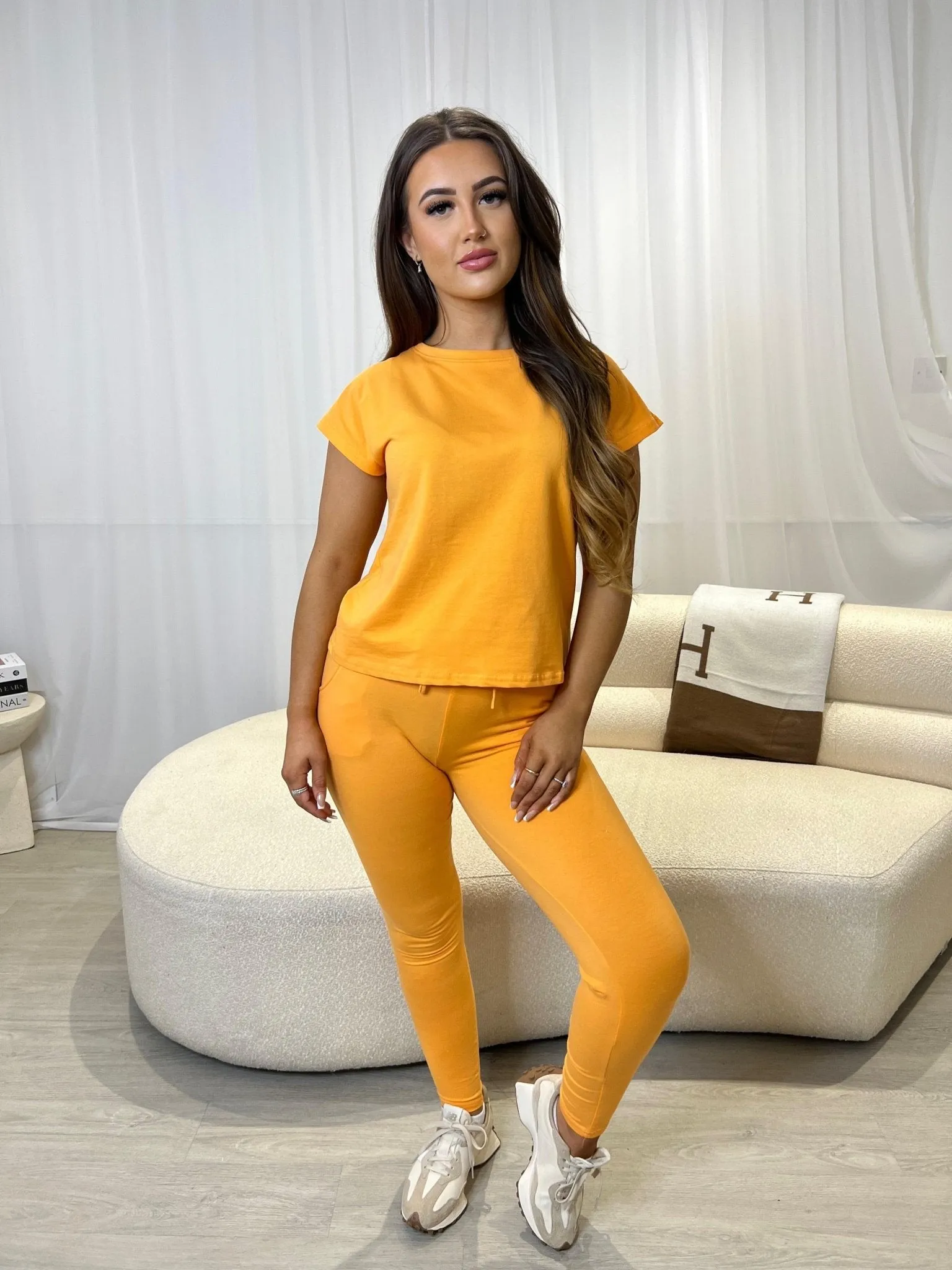 Tangerine Short Sleeve Drawstring Tracksuit