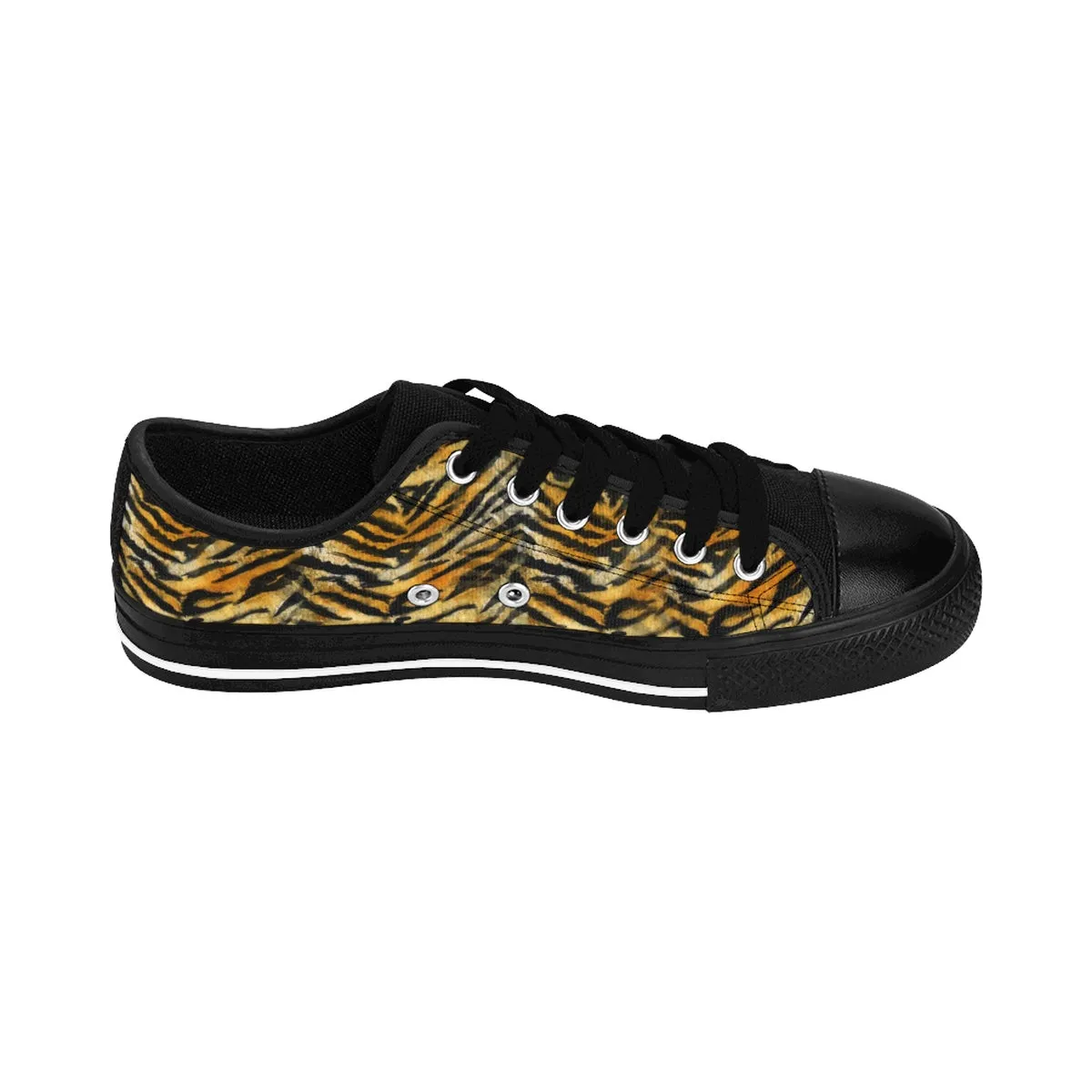 Tiger Striped Men's Sneakers, Orange Animal Print Men's Low Top Running Tennis Shoes