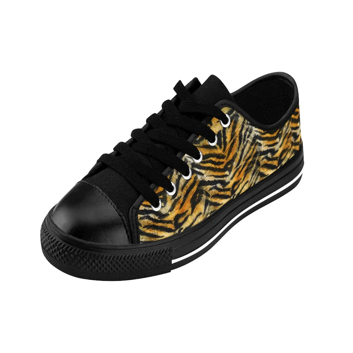 Tiger Striped Men's Sneakers, Orange Animal Print Men's Low Top Running Tennis Shoes