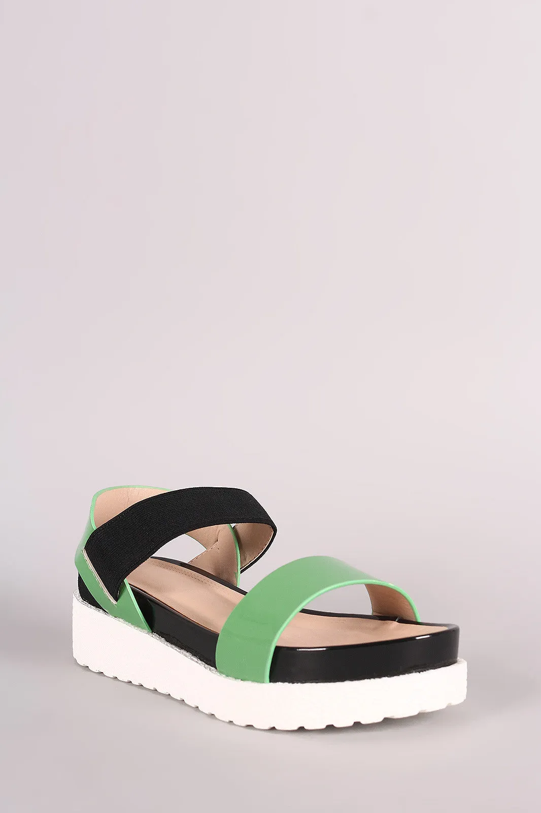 Two Tone Open Toe Flatform Sandal