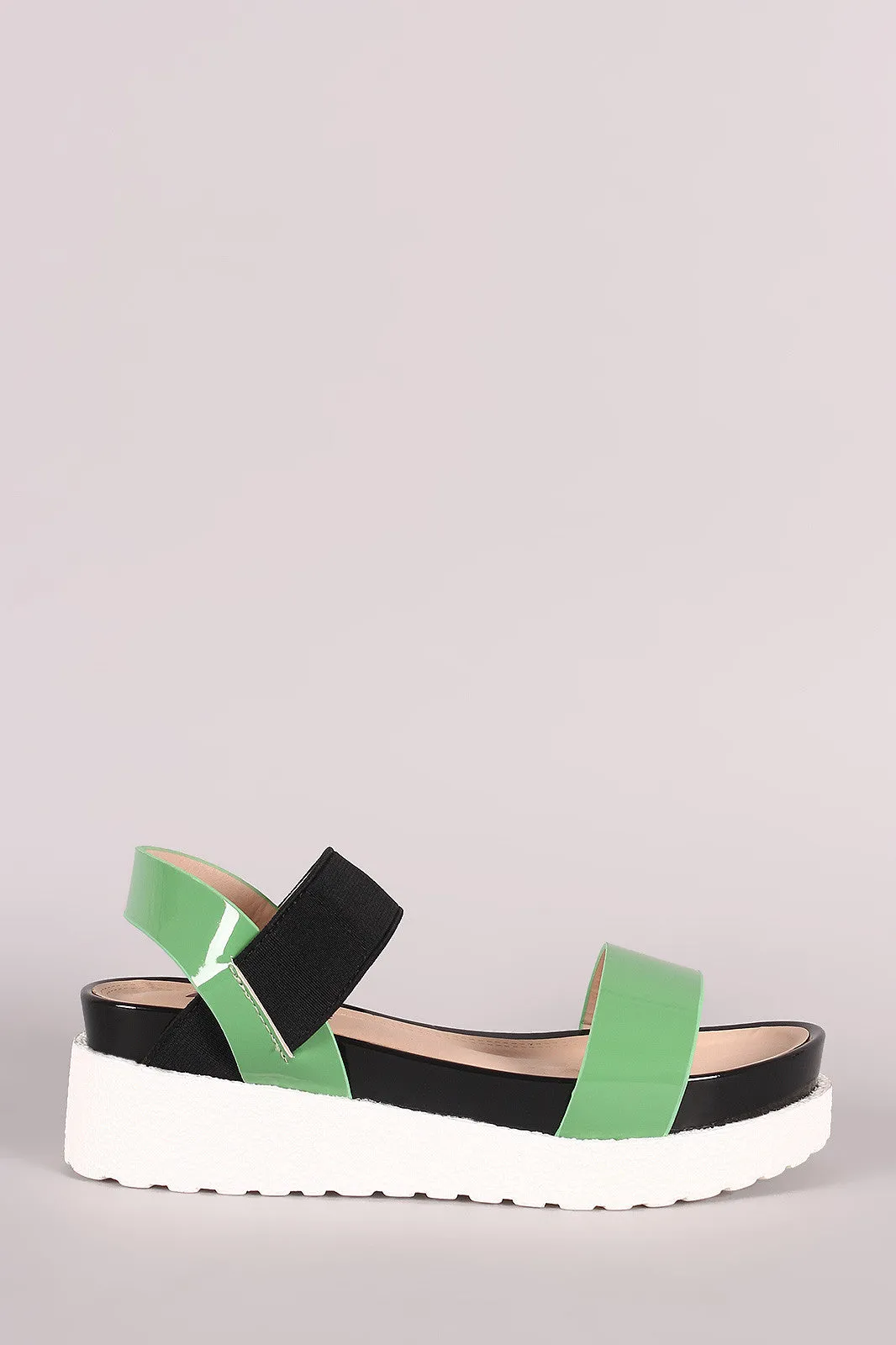 Two Tone Open Toe Flatform Sandal