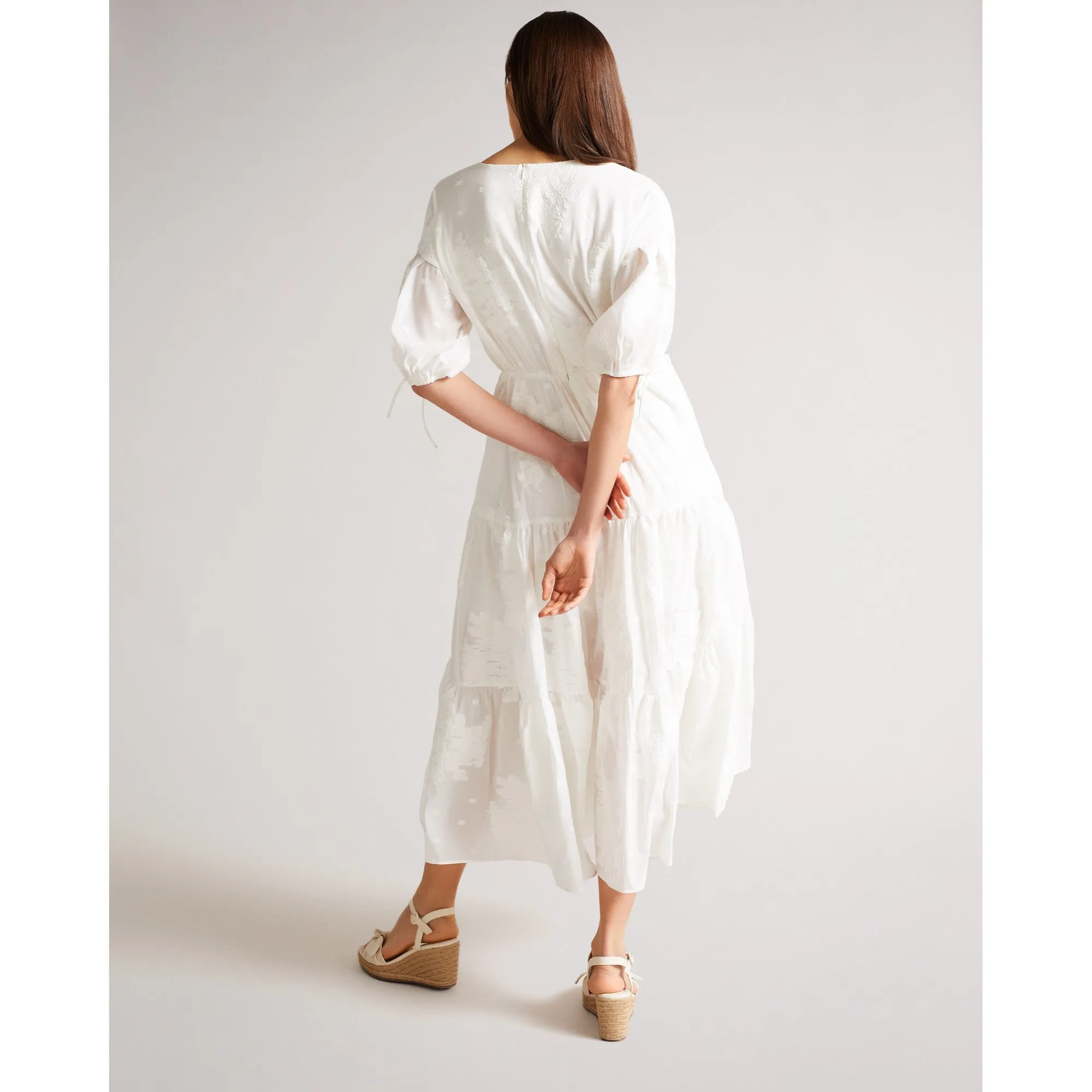 Women Wmd-Darita-Puff Sleeve Midi With Fi - White